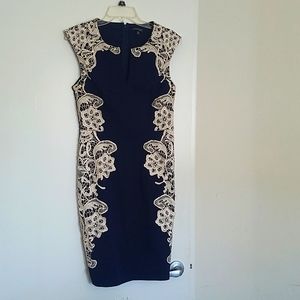 modcloth navy & lace midi dress